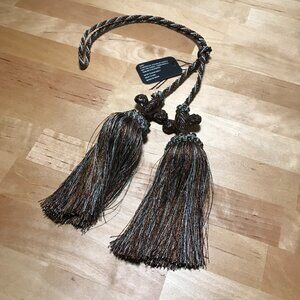 Vintage Vatican Homes Plum Taupe Curtain Braided Rope Tassel Drape Tieback